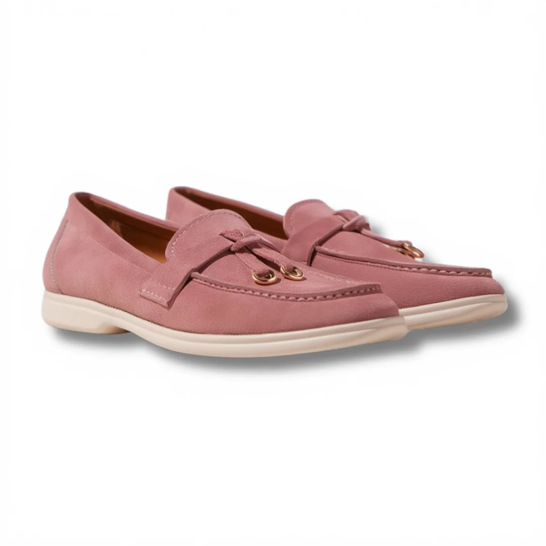 Pink Suede tassel loafers