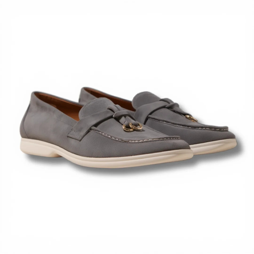 Grey Suede tassel loafers