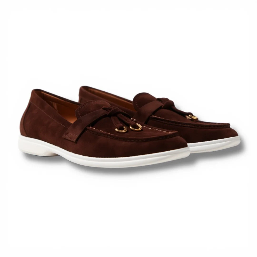 Brown Suede tassel loafers