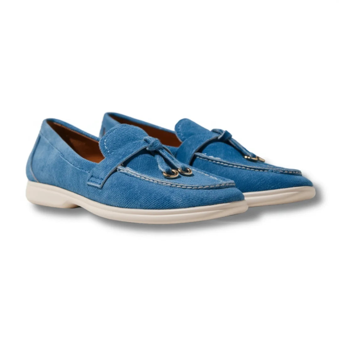 Blue Suede tassel loafers